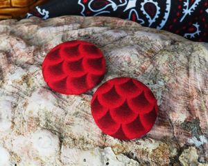 Round Red Fish Scales — Billy Button Shoe Clips
