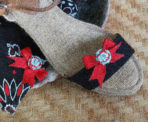 Red & Teal Hibiscus — Billy Button Shoe Clips