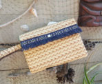 Basket Weave Tiki Clutch – Blue Trim